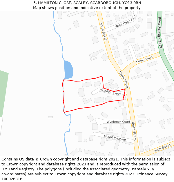 5, HAMILTON CLOSE, SCALBY, SCARBOROUGH, YO13 0RN: Location map and indicative extent of plot