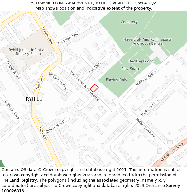 5, HAMMERTON FARM AVENUE, RYHILL, WAKEFIELD, WF4 2QZ: Location map and indicative extent of plot