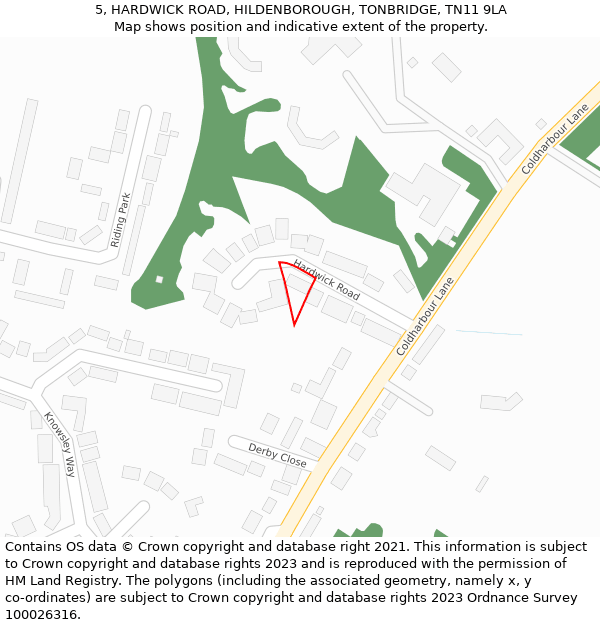 5, HARDWICK ROAD, HILDENBOROUGH, TONBRIDGE, TN11 9LA: Location map and indicative extent of plot