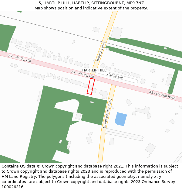 5, HARTLIP HILL, HARTLIP, SITTINGBOURNE, ME9 7NZ: Location map and indicative extent of plot