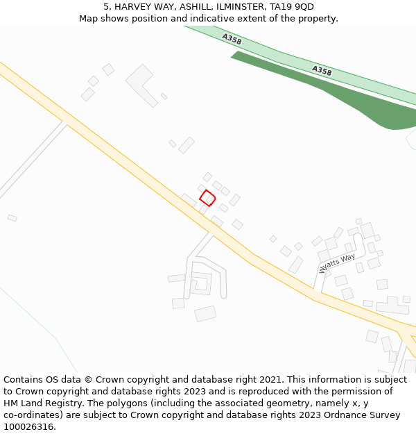 5, HARVEY WAY, ASHILL, ILMINSTER, TA19 9QD: Location map and indicative extent of plot