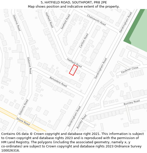 5, HATFIELD ROAD, SOUTHPORT, PR8 2PE: Location map and indicative extent of plot