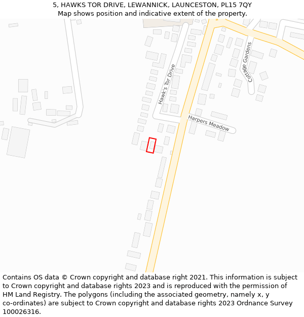 5, HAWKS TOR DRIVE, LEWANNICK, LAUNCESTON, PL15 7QY: Location map and indicative extent of plot