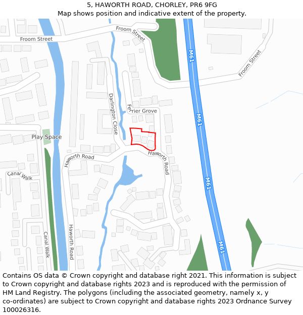 5, HAWORTH ROAD, CHORLEY, PR6 9FG: Location map and indicative extent of plot