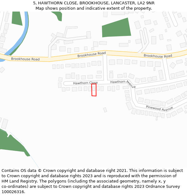 5, HAWTHORN CLOSE, BROOKHOUSE, LANCASTER, LA2 9NR: Location map and indicative extent of plot