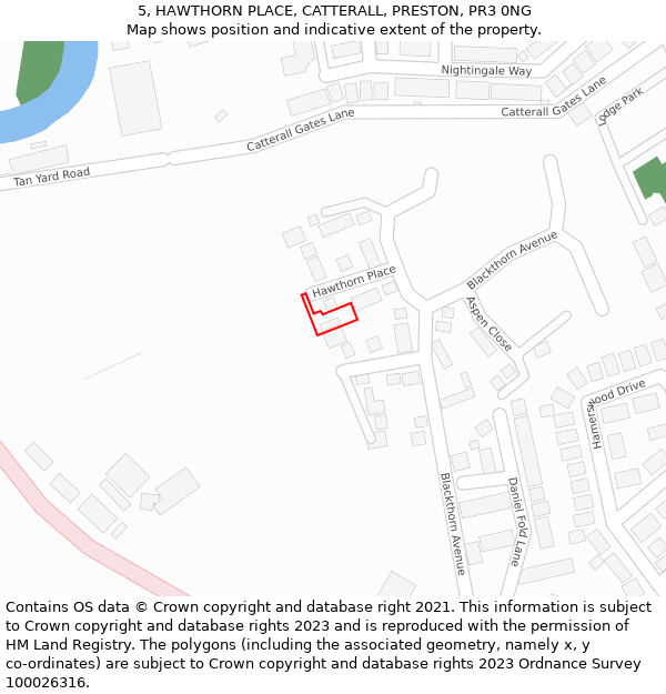 5, HAWTHORN PLACE, CATTERALL, PRESTON, PR3 0NG: Location map and indicative extent of plot