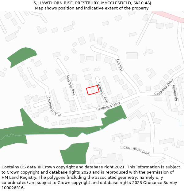 5, HAWTHORN RISE, PRESTBURY, MACCLESFIELD, SK10 4AJ: Location map and indicative extent of plot