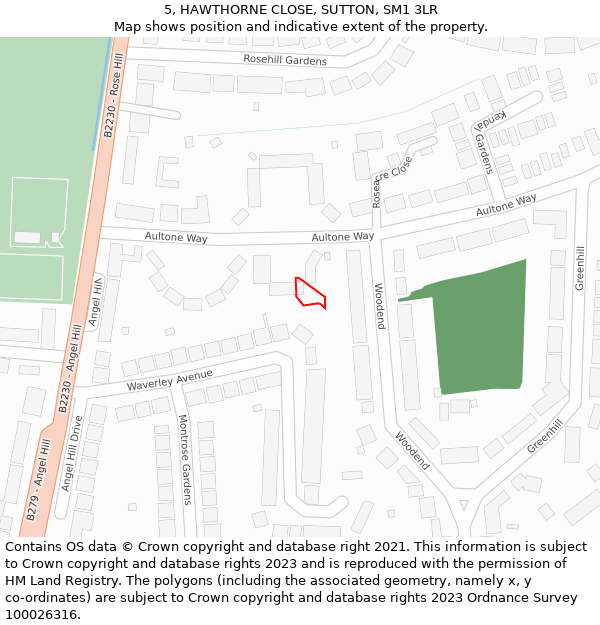 5, HAWTHORNE CLOSE, SUTTON, SM1 3LR: Location map and indicative extent of plot