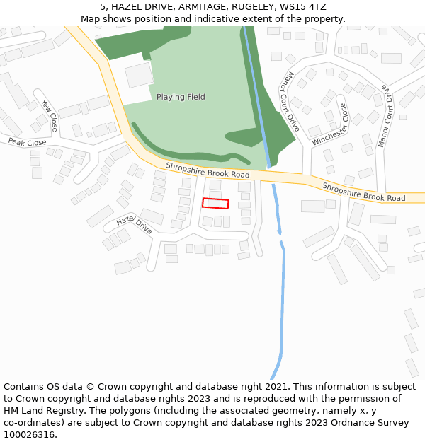 5, HAZEL DRIVE, ARMITAGE, RUGELEY, WS15 4TZ: Location map and indicative extent of plot