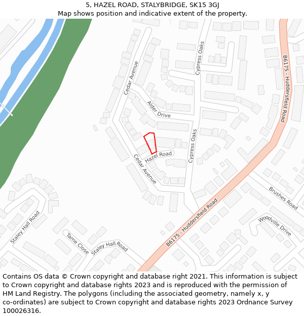 5, HAZEL ROAD, STALYBRIDGE, SK15 3GJ: Location map and indicative extent of plot