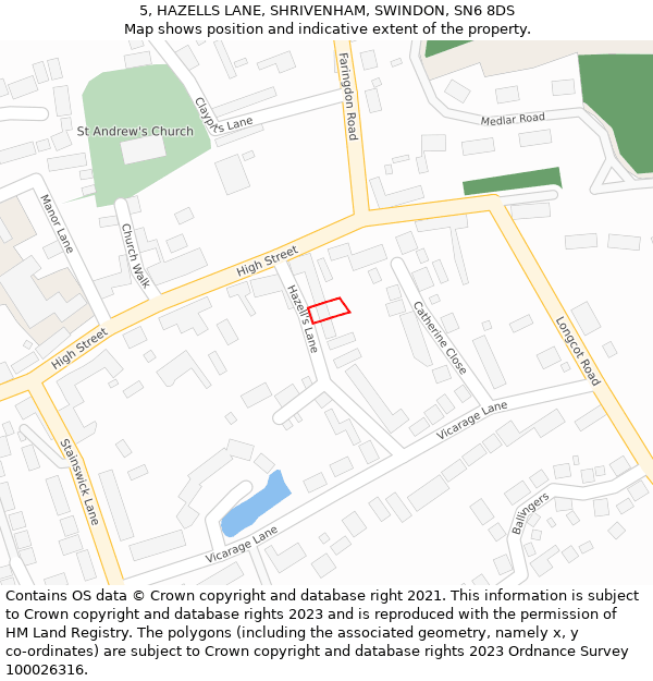 5, HAZELLS LANE, SHRIVENHAM, SWINDON, SN6 8DS: Location map and indicative extent of plot