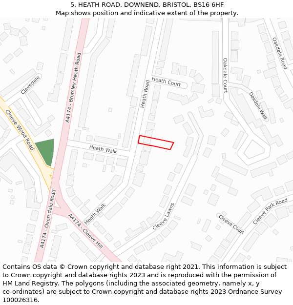 5, HEATH ROAD, DOWNEND, BRISTOL, BS16 6HF: Location map and indicative extent of plot