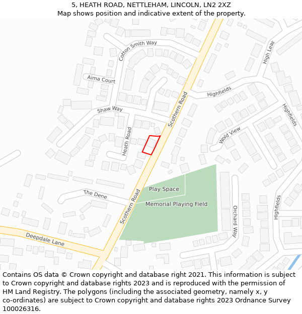 5, HEATH ROAD, NETTLEHAM, LINCOLN, LN2 2XZ: Location map and indicative extent of plot