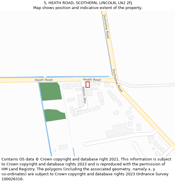 5, HEATH ROAD, SCOTHERN, LINCOLN, LN2 2FJ: Location map and indicative extent of plot