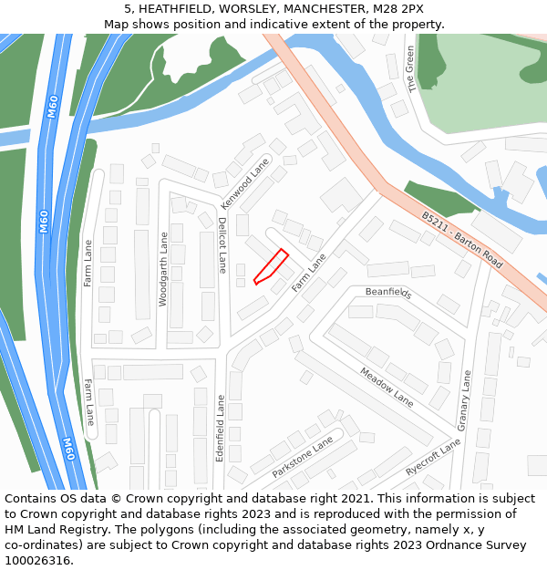 5, HEATHFIELD, WORSLEY, MANCHESTER, M28 2PX: Location map and indicative extent of plot