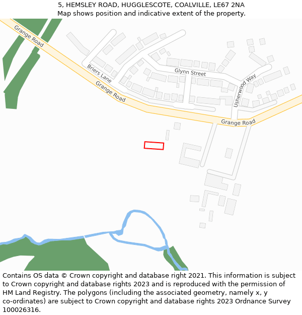 5, HEMSLEY ROAD, HUGGLESCOTE, COALVILLE, LE67 2NA: Location map and indicative extent of plot