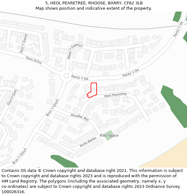 5, HEOL PEARETREE, RHOOSE, BARRY, CF62 3LB: Location map and indicative extent of plot