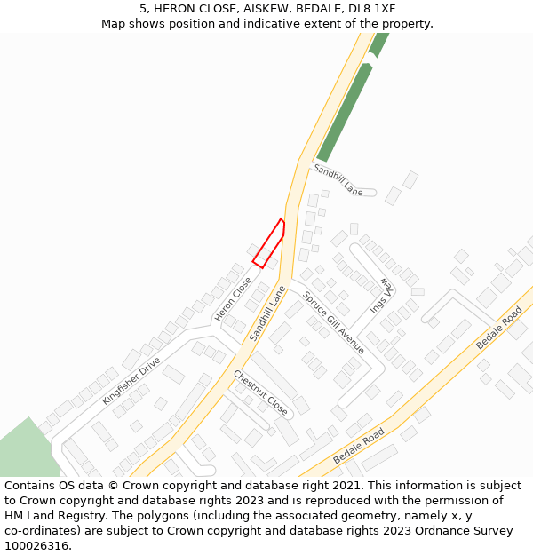 5, HERON CLOSE, AISKEW, BEDALE, DL8 1XF: Location map and indicative extent of plot