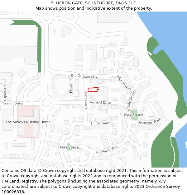 5, HERON GATE, SCUNTHORPE, DN16 3UT: Location map and indicative extent of plot