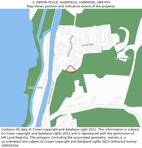 5, HERON PLACE, HAREFIELD, UXBRIDGE, UB9 6TA: Location map and indicative extent of plot