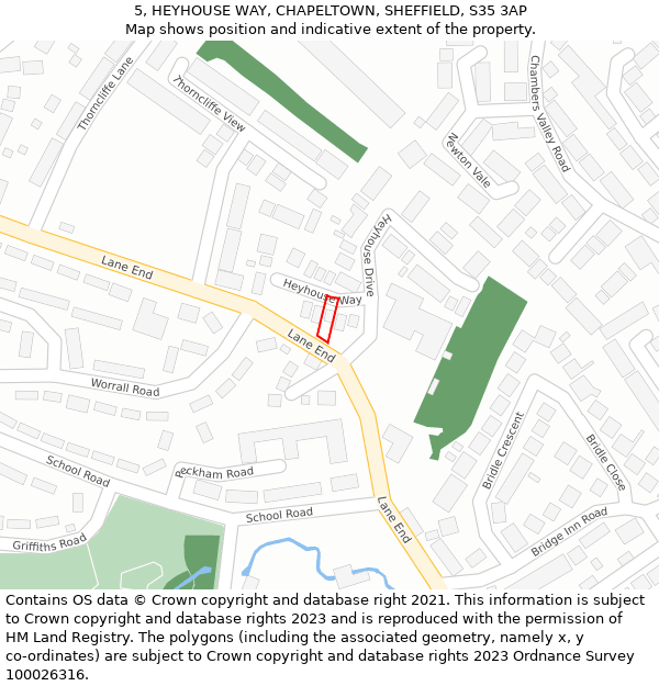 5, HEYHOUSE WAY, CHAPELTOWN, SHEFFIELD, S35 3AP: Location map and indicative extent of plot