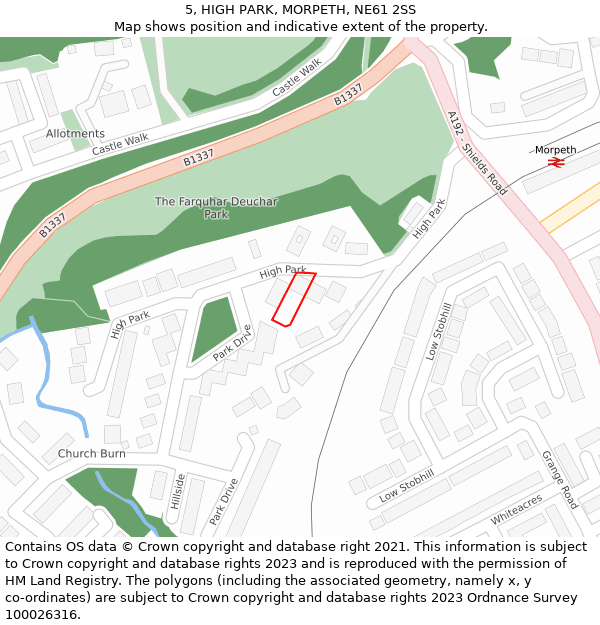 5, HIGH PARK, MORPETH, NE61 2SS: Location map and indicative extent of plot