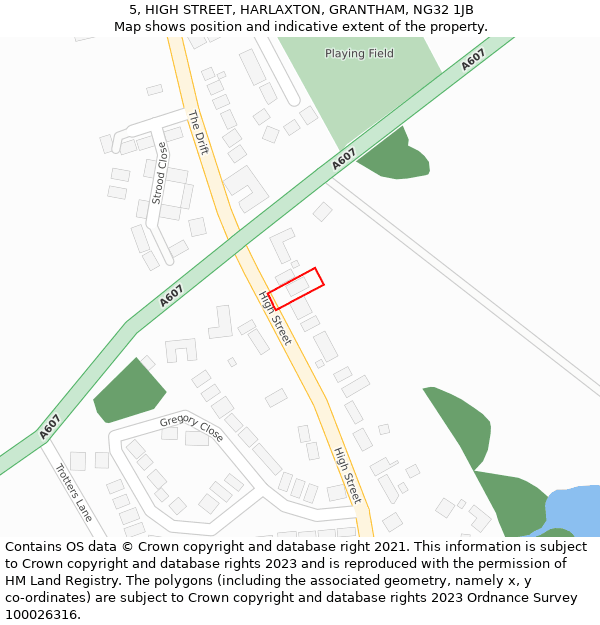 5, HIGH STREET, HARLAXTON, GRANTHAM, NG32 1JB: Location map and indicative extent of plot