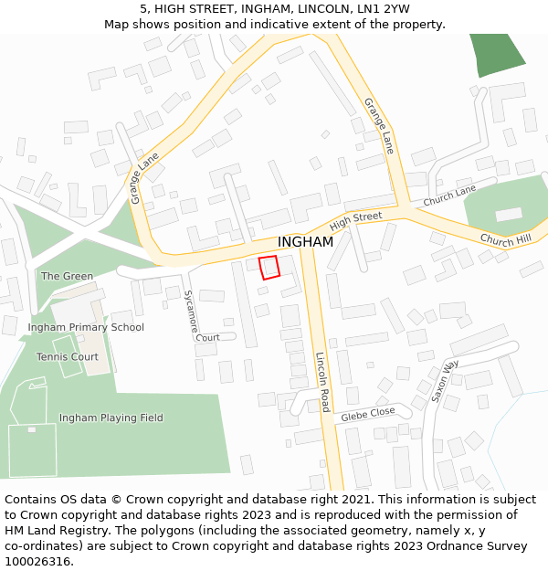 5, HIGH STREET, INGHAM, LINCOLN, LN1 2YW: Location map and indicative extent of plot