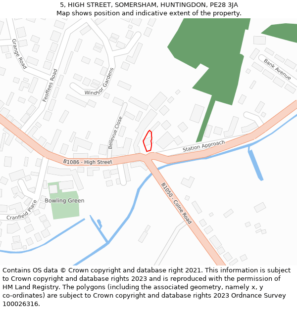 5, HIGH STREET, SOMERSHAM, HUNTINGDON, PE28 3JA: Location map and indicative extent of plot