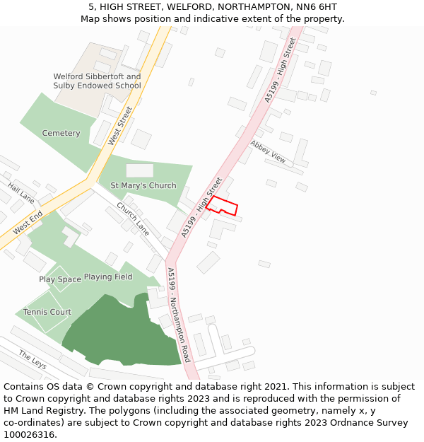 5, HIGH STREET, WELFORD, NORTHAMPTON, NN6 6HT: Location map and indicative extent of plot