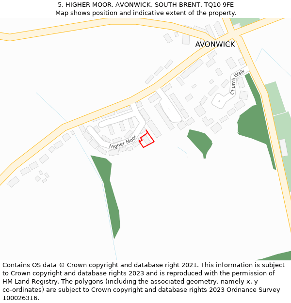 5, HIGHER MOOR, AVONWICK, SOUTH BRENT, TQ10 9FE: Location map and indicative extent of plot