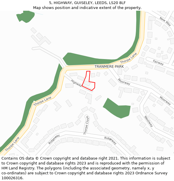 5, HIGHWAY, GUISELEY, LEEDS, LS20 8LF: Location map and indicative extent of plot