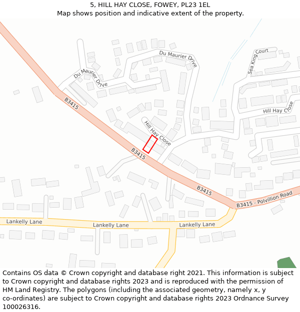 5, HILL HAY CLOSE, FOWEY, PL23 1EL: Location map and indicative extent of plot