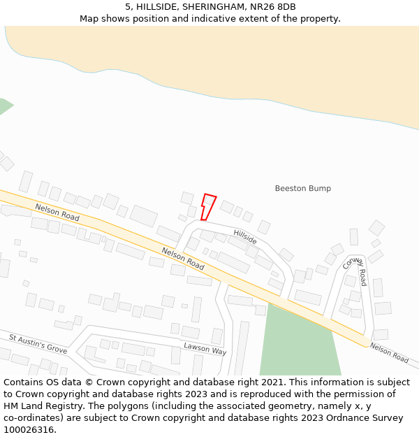 5, HILLSIDE, SHERINGHAM, NR26 8DB: Location map and indicative extent of plot