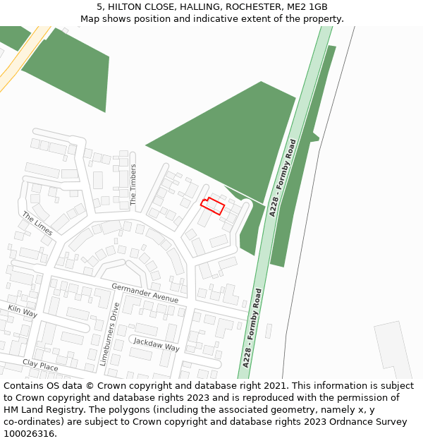 5, HILTON CLOSE, HALLING, ROCHESTER, ME2 1GB: Location map and indicative extent of plot