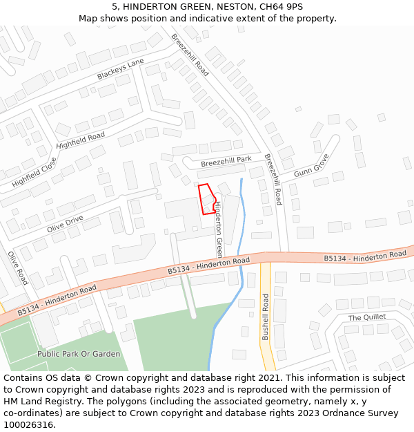 5, HINDERTON GREEN, NESTON, CH64 9PS: Location map and indicative extent of plot