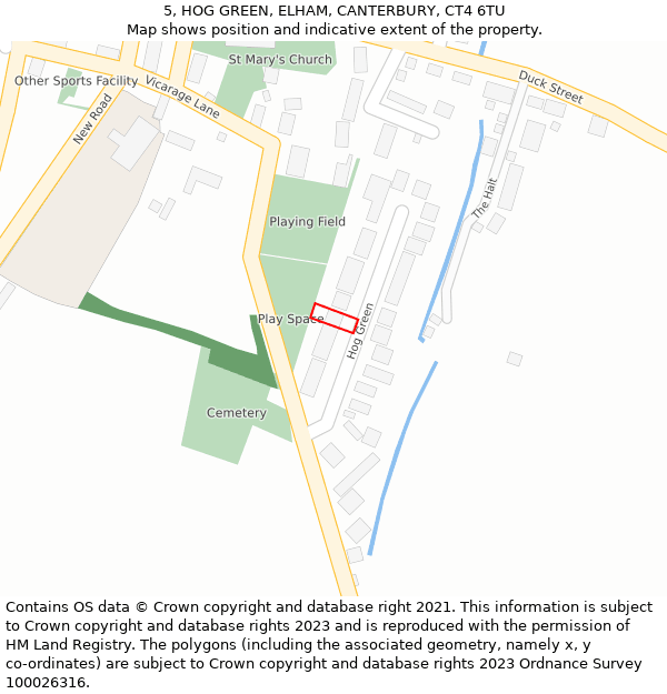 5, HOG GREEN, ELHAM, CANTERBURY, CT4 6TU: Location map and indicative extent of plot