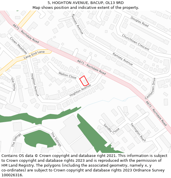 5, HOGHTON AVENUE, BACUP, OL13 9RD: Location map and indicative extent of plot