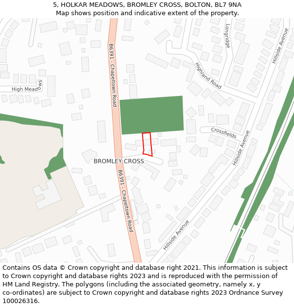 5, HOLKAR MEADOWS, BROMLEY CROSS, BOLTON, BL7 9NA: Location map and indicative extent of plot