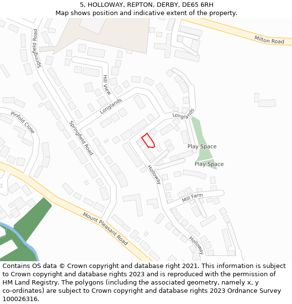 5, HOLLOWAY, REPTON, DERBY, DE65 6RH: Location map and indicative extent of plot