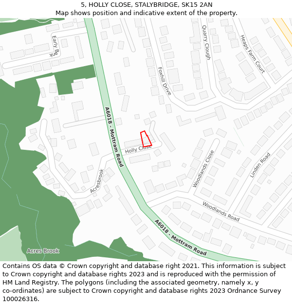 5, HOLLY CLOSE, STALYBRIDGE, SK15 2AN: Location map and indicative extent of plot