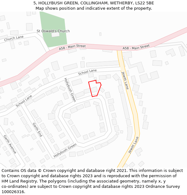 5, HOLLYBUSH GREEN, COLLINGHAM, WETHERBY, LS22 5BE: Location map and indicative extent of plot