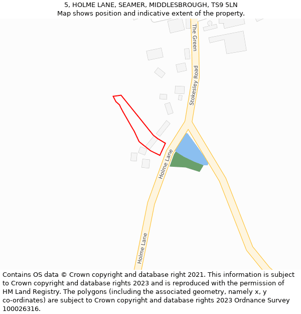 5, HOLME LANE, SEAMER, MIDDLESBROUGH, TS9 5LN: Location map and indicative extent of plot