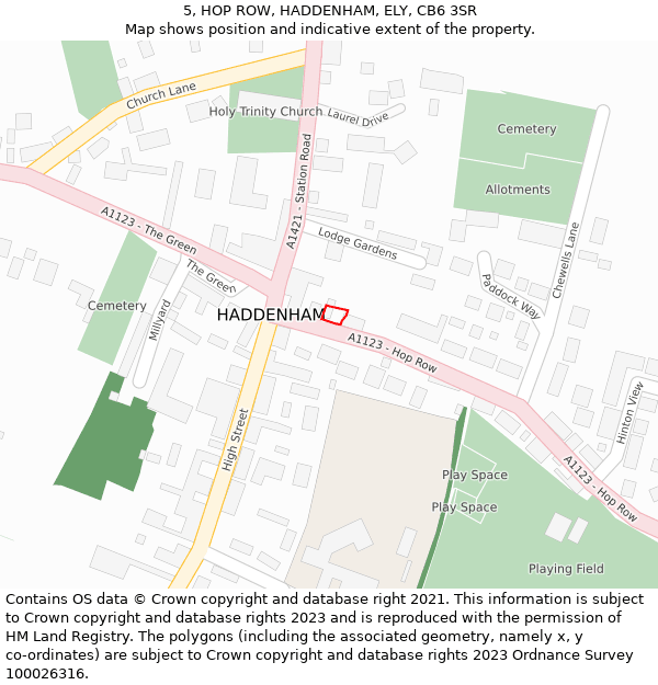 5, HOP ROW, HADDENHAM, ELY, CB6 3SR: Location map and indicative extent of plot