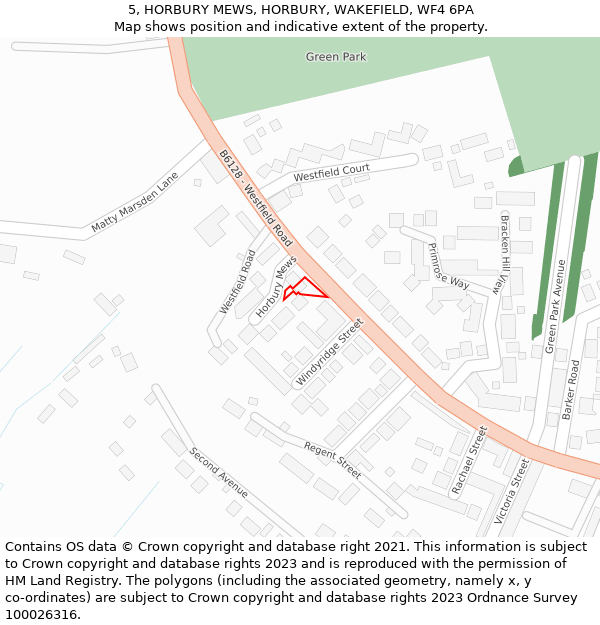 5, HORBURY MEWS, HORBURY, WAKEFIELD, WF4 6PA: Location map and indicative extent of plot