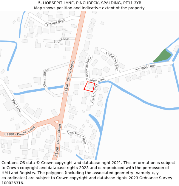 5, HORSEPIT LANE, PINCHBECK, SPALDING, PE11 3YB: Location map and indicative extent of plot