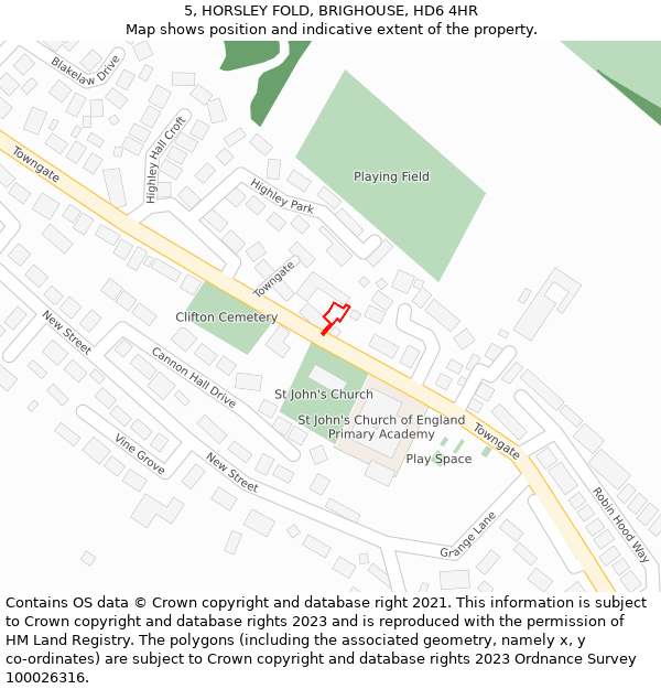 5, HORSLEY FOLD, BRIGHOUSE, HD6 4HR: Location map and indicative extent of plot