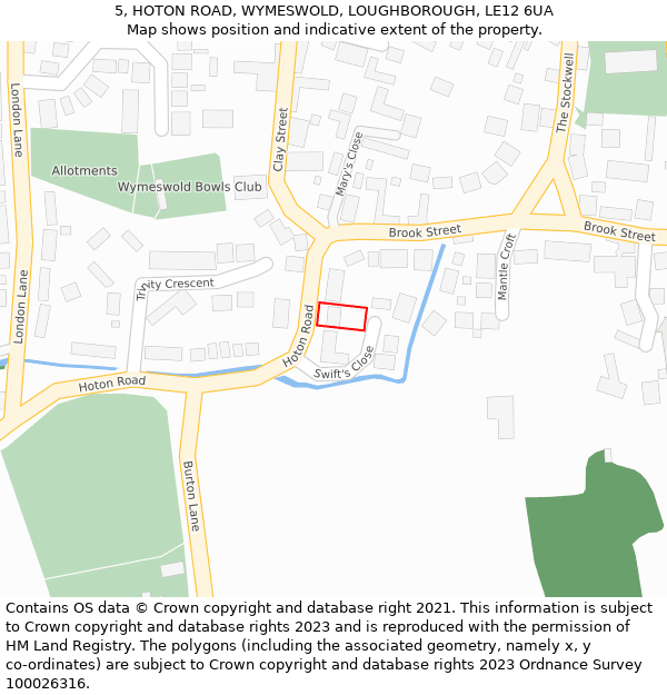 5, HOTON ROAD, WYMESWOLD, LOUGHBOROUGH, LE12 6UA: Location map and indicative extent of plot