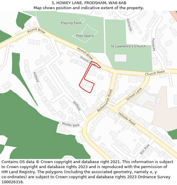 5, HOWEY LANE, FRODSHAM, WA6 6AB: Location map and indicative extent of plot
