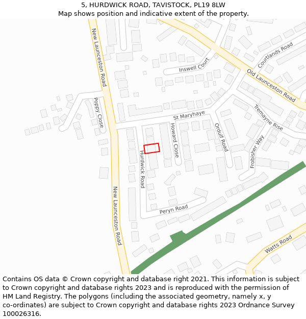 5, HURDWICK ROAD, TAVISTOCK, PL19 8LW: Location map and indicative extent of plot